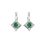 Gems One 14Kt White Gold Diamond (1/12Ctw) & Emerald (1/4 Ctw) Earring photo