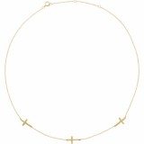14K Yellow 3-Station Cross Adjustable 16-18u201d Necklace photo