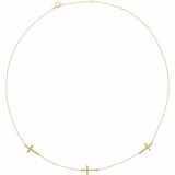 14K Yellow 3-Station Cross Adjustable 16-18u201d Necklace photo