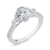 Shah Luxury 14K White Gold Three Stone Plus Round Diamond Engagement Ring photo 2