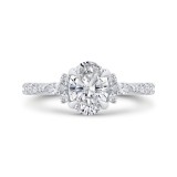 Shah Luxury 14K White Gold Three Stone Plus Round Diamond Engagement Ring photo