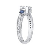 Shah Luxury 14K White Gold Cushion Cut Diamond Engagement Ring with Sapphire (Semi-Mount) photo 2