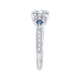 Shah Luxury 14K White Gold Cushion Cut Diamond Engagement Ring with Sapphire (Semi-Mount) photo 3