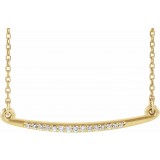 14K Yellow .05 CTW Diamond Curved Bar 16-18 Necklace photo