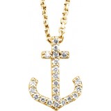 14K Yellow .08 CTW Diamond Anchor 16 Necklace photo