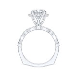 Shah Luxury Round Diamond Engagement Ring In 14K White Gold (Semi-Mount) photo 4