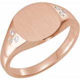 14K Rose .05 CTW Diamond 10.87x10.26 mm Oval Signet Ring photo