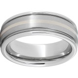 Serinium Rounded Edge Band with a 1mm Sterling Silver Inlay and Satin Finish photo