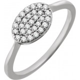 14K White 1/5 CTW Diamond Oval Cluster Ring photo