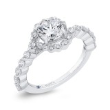 Shah Luxury Round Cut Diamond 1/2 Run Floral Engagement Ring In 14K White Gold (Semi-Mount) photo 2