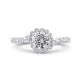 Shah Luxury Round Cut Diamond 1/2 Run Floral Engagement Ring In 14K White Gold (Semi-Mount) photo