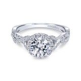 Gabriel & Co. 14k White Gold Contemporary Criss Cross Engagement Ring photo