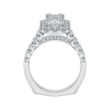 Shah Luxury Oval Diamond Halo Engagement Ring In 14K White Gold (Semi-Mount) photo 4