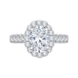 Shah Luxury Oval Diamond Halo Engagement Ring In 14K White Gold (Semi-Mount) photo