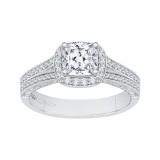 Shah Luxury 14K White Gold Cushion Cut Diamond Halo Engagement Ring (Semi-Mount) photo 2