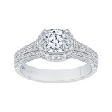 Shah Luxury 14K White Gold Cushion Cut Diamond Halo Engagement Ring (Semi-Mount) photo 2