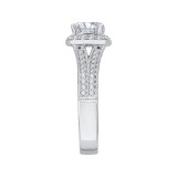 Shah Luxury 14K White Gold Cushion Cut Diamond Halo Engagement Ring (Semi-Mount) photo 3