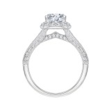 Shah Luxury 14K White Gold Cushion Cut Diamond Halo Engagement Ring (Semi-Mount) photo 4