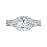 Shah Luxury 14K White Gold Cushion Cut Diamond Halo Engagement Ring (Semi-Mount) photo