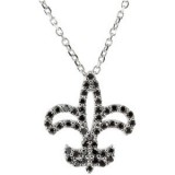 14K White 1/4 CTW Black Diamond Fleur-de-Lis 16 Necklace photo