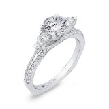 Shah Luxury 14K White Gold Round Diamond Three-Stone Plus Engagement Ring with Euro Shank (Semi-Mount) photo 2