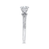 Shah Luxury 14K White Gold Round Diamond Three-Stone Plus Engagement Ring with Euro Shank (Semi-Mount) photo 3