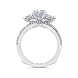 Shah Luxury 14K White Gold Round Diamond Three-Stone Plus Engagement Ring with Euro Shank (Semi-Mount) photo 4