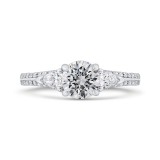 Shah Luxury 14K White Gold Round Diamond Three-Stone Plus Engagement Ring with Euro Shank (Semi-Mount) photo