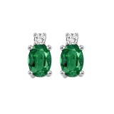 Gems One 14Kt White Gold Diamond (1/20Ctw) & Emerald (3/8 Ctw) Earring photo