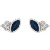 14K White Blue Sapphire & .05 CTW Diamond Earrings photo 2