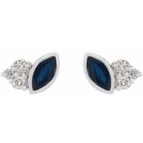 14K White Blue Sapphire & .05 CTW Diamond Earrings photo 2