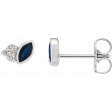 14K White Blue Sapphire & .05 CTW Diamond Earrings photo