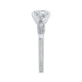 Shah Luxury 14K White Gold Round and Baguette Diamond Engagement Ring (Semi-Mount) photo 3