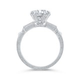 Shah Luxury 14K White Gold Round and Baguette Diamond Engagement Ring (Semi-Mount) photo 4