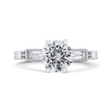 Shah Luxury 14K White Gold Round and Baguette Diamond Engagement Ring (Semi-Mount) photo