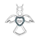 Gems One Silver Diamond (1/10Ctw) & Sapphire Pendant photo