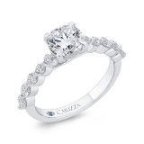 Shah Luxury 14K White Gold Round Cut Diamond 1/2 Run Engagement Ring (Semi-Mount) photo 2