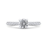 Shah Luxury 14K White Gold Round Cut Diamond 1/2 Run Engagement Ring (Semi-Mount) photo