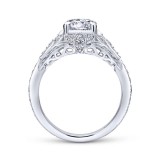 Gabriel & Co. 14k White Gold Victorian Halo Engagement Ring photo 2