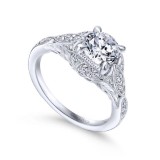 Gabriel & Co. 14k White Gold Victorian Halo Engagement Ring photo 3