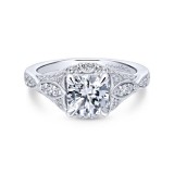 Gabriel & Co. 14k White Gold Victorian Halo Engagement Ring photo