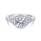 Gabriel & Co. 14k White Gold Victorian Halo Engagement Ring photo