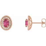 14K Rose Pink Tourmaline & 1/5 CTW Diamond Halo-Style Earrings photo
