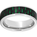 Serinium Pipe Cut Band with Black and Green Carbon Fiber Inlay photo