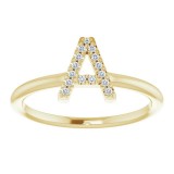 14K Yellow .07 CTW Diamond Initial A Ring photo 3