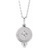 14K White Beaded Disc 16-18 Necklace photo