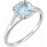 14K White Sky Blue Topaz & .05 CTW Diamond Ring photo