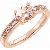 14K Rose Morganite & 1/10 CTW Diamond Ring photo