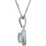 14K White Aquamarine & 1/5 CTW Diamond 18 Necklace photo 2