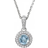 14K White Aquamarine & 1/5 CTW Diamond 18 Necklace photo